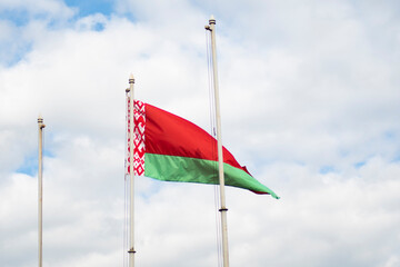 Belarusians flag flying in the wind against the sky