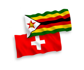 Flags of Zimbabwe and Switzerland on a white background
