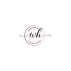 WH Initial handwriting logo template vector