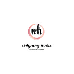 WH Initial handwriting logo template vector