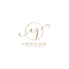 WJ Initial handwriting logo template vector