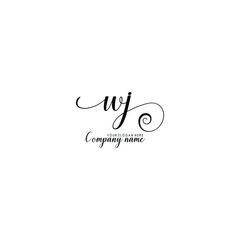 WJ Initial handwriting logo template vector