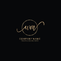 WM Initial handwriting logo template vector