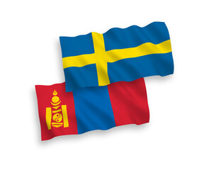 Flags of Sweden and Mongolia on a white background
