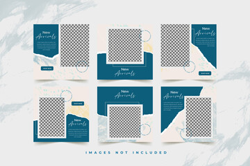 Trendy social media post templates For personal and business accounts with geometric elements Vector illustration