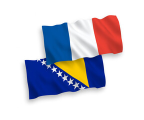 Flags of France and Bosnia and Herzegovina on a white background