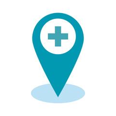 medical cross in pin location flat style icon