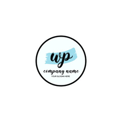 WP Initial handwriting logo template vector