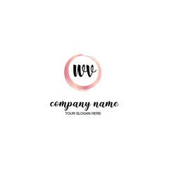 WV Initial handwriting logo template vector