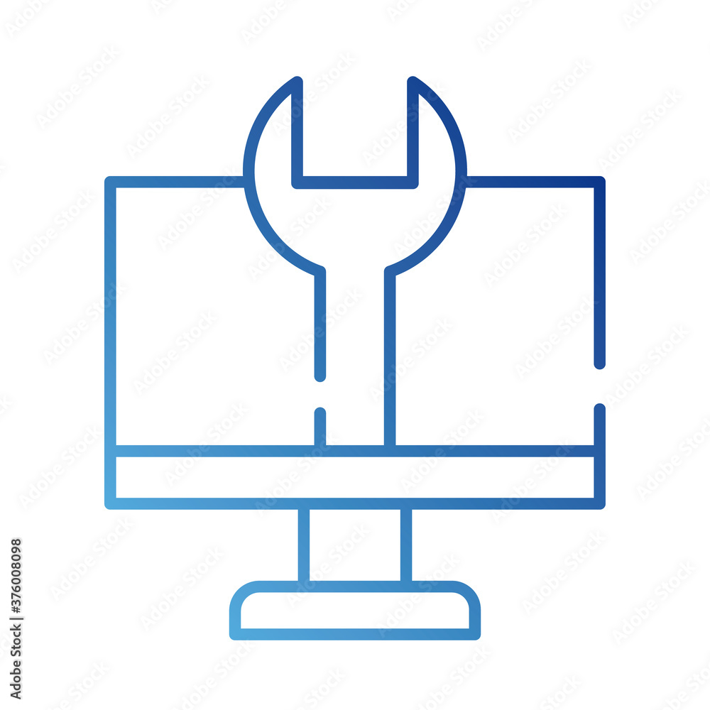 Poster desktop with wrench gradient style icon