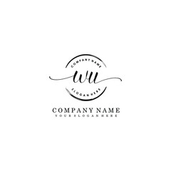 WU Initial handwriting logo template vector