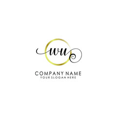 WU Initial handwriting logo template vector