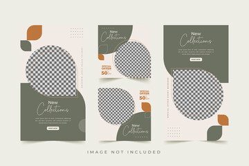 Trendy social media post templates For personal and business accounts with geometric elements Vector illustration