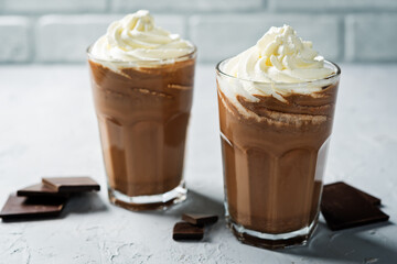 Dark hot chocolate with whipped cream