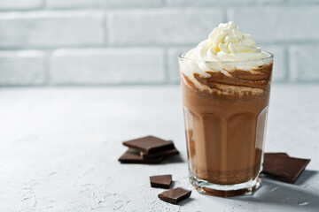 Dark hot chocolate with whipped cream
