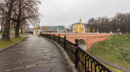 Fototapeta na wymiar Russia gold Ryazan Kremlin is a beautiful place attractions winter