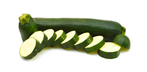 Stack fresh green zucchini isolated on white background 