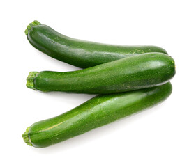 Stack fresh green zucchini isolated on white background 