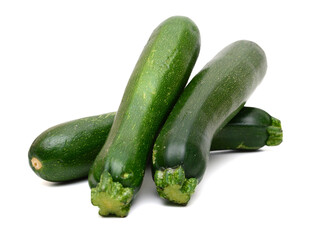 Stack fresh green zucchini isolated on white background 