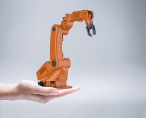 human hand present robot arm