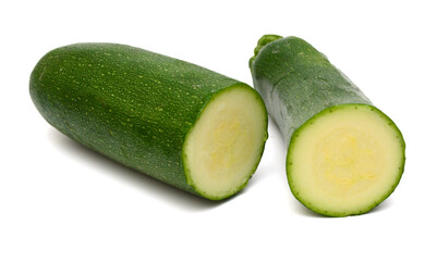 Stack fresh green zucchini isolated on white background 