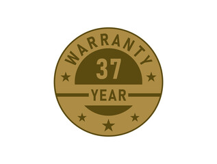 37 years warranty golden badges isolated on white background. Warranty label