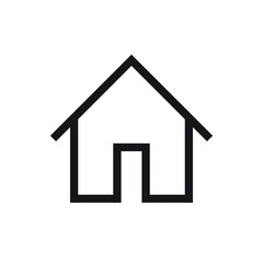 Home icon. House symbol button. Flat shape building logo sign. Black silhouette isolated on white background. Vector illustration image.