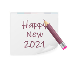 Notepad happy new 2021 text