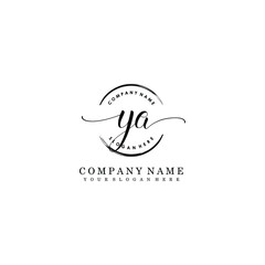 YA Initial handwriting logo template vector