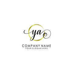 YA Initial handwriting logo template vector