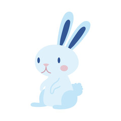 mid autumn cute rabbit seated flat style icon