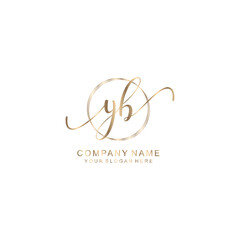 YB Initial handwriting logo template vector