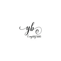 YB Initial handwriting logo template vector