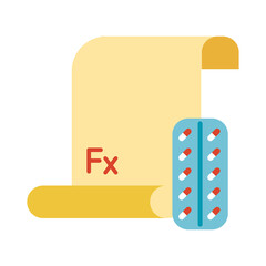 medicine capsules drugs seal and order flat style icon