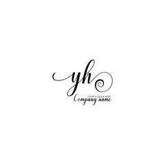 YH Initial handwriting logo template vector