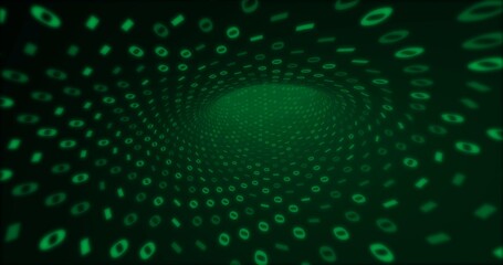 Neon Digital green binary tunnel. Seamless   background for network, big data, data center, digital event. 3D illustration