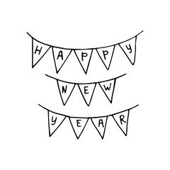 Hand drawn garland doodle Happy New Year