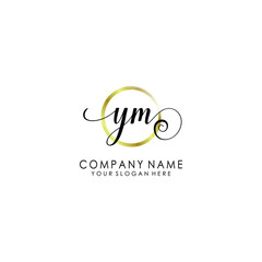 YM Initial handwriting logo template vector