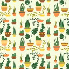 seamless pattern with indoor plants