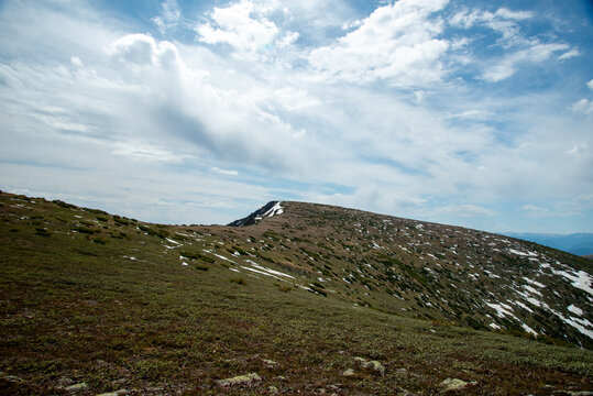 Mountain landscapes in the Khamar-Daban mountains.Spring in the mountains of Khamar-Daban, Eastern Siberia, Irkutsk region.