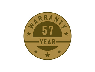 57 years warranty golden badges isolated on white background. Warranty label