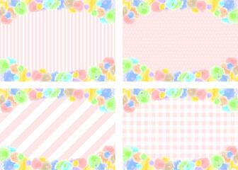 水彩ドット ステッチフレーム 多種類柄背景セット Wall Mural Kid A