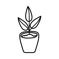 houseplant in ceramic pot line style icon