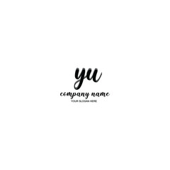 YU nitial handwriting logo template vector
