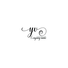 YV nitial handwriting logo template vector
