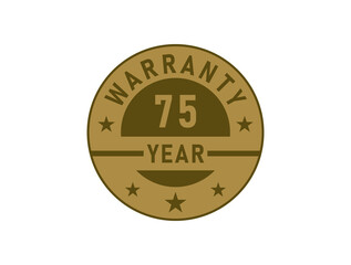 75 years warranty golden badges isolated on white background. Warranty label