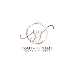 YY nitial handwriting logo template vector
