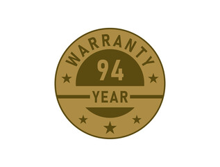 94 years warranty golden badges isolated on white background. Warranty label