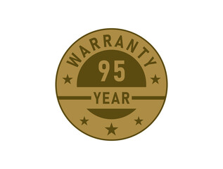 95 years warranty golden badges isolated on white background. Warranty label