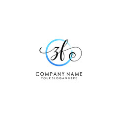 ZF Initial handwriting logo template vector
